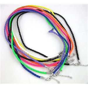 neeklace with leather cord, rhinestone Magnetic Clasp, mixed, approx 3mm dia, 16 inches length [FGBR290-3MM]