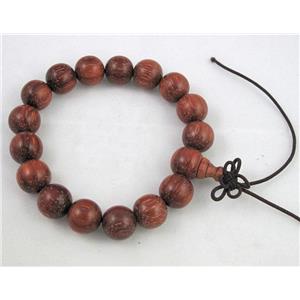 red Narra Rosewood bracelet, stretchy, 12mm bead, 17pcs per st [FGBR293-12MM]