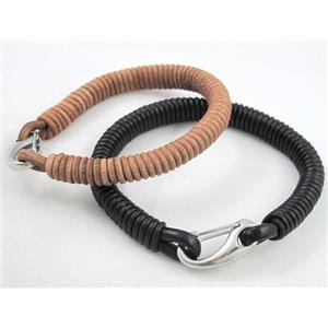 leather bracelet with stainless steel, handmade, mixed, approx 10mm thickness, 20cm length [FGBR297]