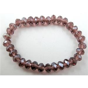 Chinese Crystal Glass Bracelet, stretchy, purple, 8mm, 8 inch length [FGBR313]