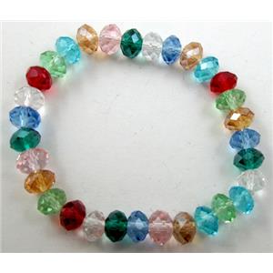 Chinese Crystal Glass Bracelet, stretchy, colorful, 8mm, 8 inch length [FGBR317]