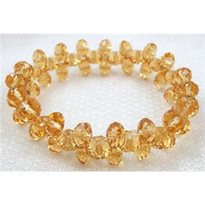 Chinese Crystal Glass Bracelet, stretchy, gold-champagne, 60mm dia,glass:8mm [FGBR31C01]