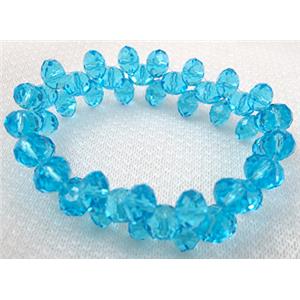 Chinese Crystal Glass Bracelet, stretchy, aqua, 60mm dia,glass:8mm [FGBR31C03]
