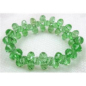 Chinese Crystal Glass Bracelet, stretchy, green, 60mm dia,glass:8mm [FGBR31C05]