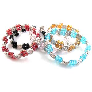 Stretchy Chinese Crystal glass Bracelet, mixed color, approx 12mm wide, 7 inch(18cm) length [FGBR399]