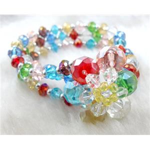 Chinese Crystal Glass Bracelet, colorful, flower: 30mm dia, chain: 7 inch length [FGBR40]