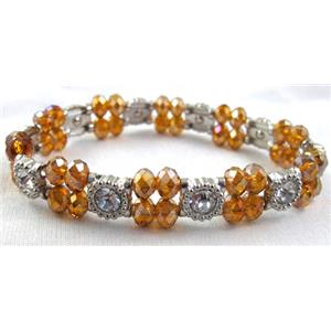 Stretchy Chinese Crystal glass Bracelet, approx 12mm wide, 7 inch(18cm) length [FGBR401]