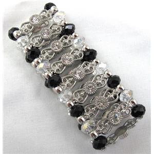 Stretchy Chinese Crystal glass Bracelet, approx 34mm wide, 6.5 inch(16.5cm) length [FGBR410]