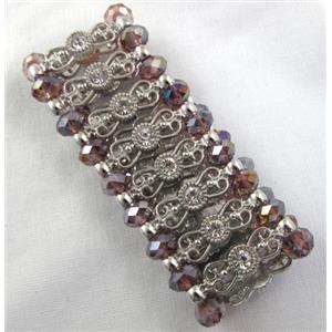 Stretchy Chinese Crystal glass Bracelet, approx 34mm wide, 6.5 inch(16.5cm) length [FGBR413]