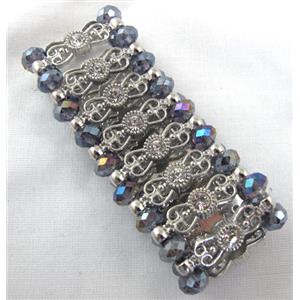 Stretchy Chinese Crystal glass Bracelet, approx 34mm wide, 6.5 inch(16.5cm) length [FGBR415]