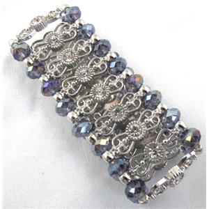 Stretchy Chinese Crystal glass Bracelet, approx 34mm wide, 6.5 inch(16.5cm) length [FGBR416]