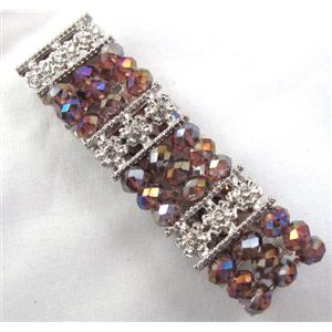 Stretchy Chinese Crystal glass Bracelet, approx 26mm wide, 6.7 inch(17cm) length [FGBR418]
