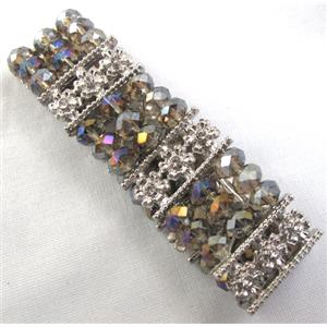 Stretchy Chinese Crystal glass Bracelet, approx 26mm wide, 6.7 inch(17cm) length [FGBR420]