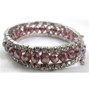 amethy Chinese Crystal Bracelets with Rhinestone, 16mm wide, 60mm dia [FGBR428]