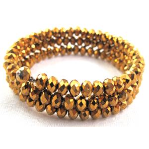 Chinese Crystal Bracelets, golden, 18mm wide, 55mm dia [FGBR434]