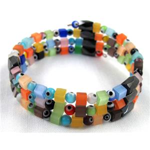 cat eye stone bracelet, resizable, colorful, 14mm wide, 8 inch length [FGBR444]