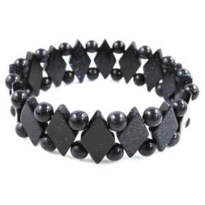 Blue SandStone bracelet, stretchy, 20mm wide, 8 inch length [FGBR447]
