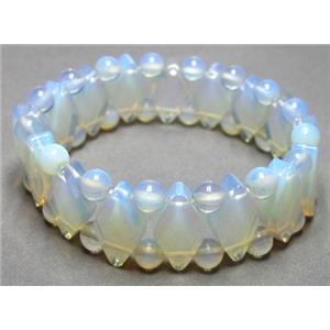 opal stone bracelet, stretchy, 20mm wide, 8 inch length [FGBR465]