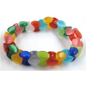 cat eye stone bracelet, stretchy, colorful, 10x10mm, 8 inch length [FGBR479]