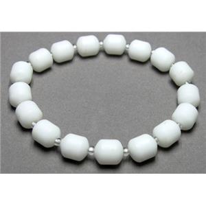 white jasper bracelet, stretchy, 8mm dia, 8 inch length [FGBR482]