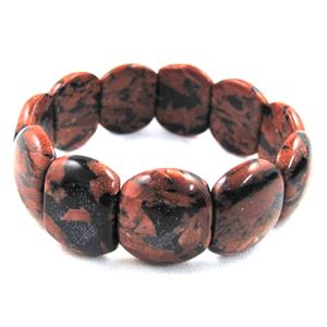 blue-gold-sandstone bracelet, stretchy, 18x20mm, 8 inch length [FGBR483]