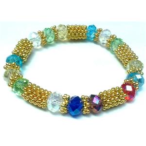 Stretchy Bracelets, chinese crystal bead and alloy snow spacer, 10mm bead, 8 inch length [FGBR486]