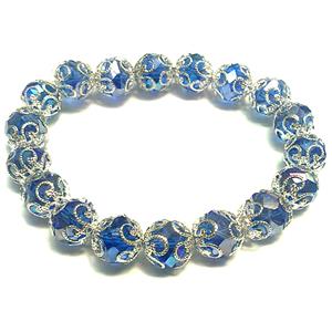 Chinese Crystal Glass Bracelet, stretchy, blue, 10mm bead, 8 inch length [FGBR494]