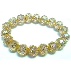 Chinese Crystal Glass Bracelet, stretchy, clear, 10mm bead, 8 inch length [FGBR499]