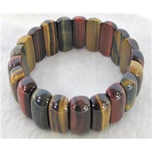 rainbow Tiger eye stone bracelet, AA grade, stretchy, approx 25x10mm, 55mm dia [FGBR541]