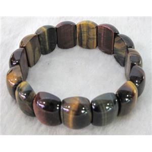 rainbow Tiger eye stone bracelet, AA grade, stretchy, approx 20x14mm, 60mm dia [FGBR542]