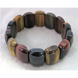 rainbow Tiger eye stone bracelet, AA grade, stretchy, approx 24x16mm, 63mm dia [FGBR544]