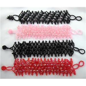 Chinese Crystal glass Bracelet, seed glass bead, mixed color, approx 35mm wide, 7.5 inch(19cm) length [FGBR96]