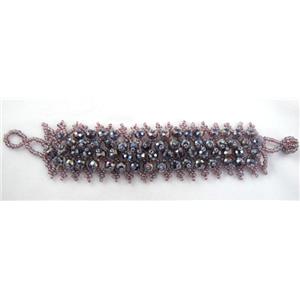 Chinese Crystal glass Bracelet, seed glass bead, approx 35mm wide, 7.5 inch(19cm) length [FGBR96C01]