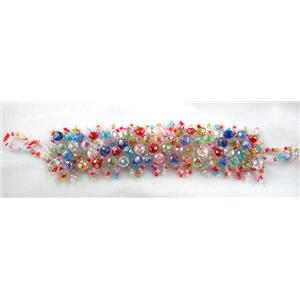 Chinese Crystal glass Bracelet, seed glass bead, colorful, approx 35mm wide, 7.5 inch(19cm) length [FGBR96C04]