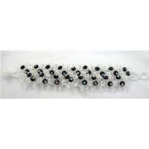 Chinese Crystal glass Bracelet, seed glass bead, approx 35mm wide, 7.5 inch(19cm) length [FGBR96C07]