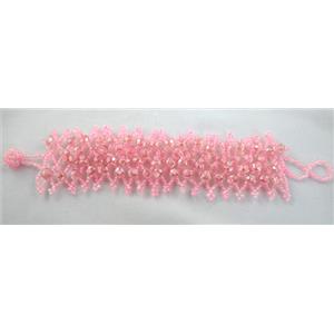 Chinese Crystal glass Bracelet, seed glass bead, pink, approx 35mm wide, 7.5 inch(19cm) length [FGBR96C08]
