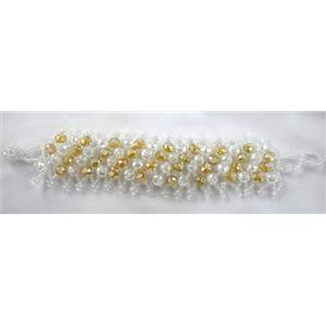Chinese Crystal glass Bracelet, seed glass bead, approx 35mm wide, 7.5 inch(19cm) length [FGBR96C10]