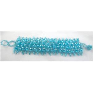 Chinese Crystal glass Bracelet, seed glass bead, blue, approx 35mm wide, 7.5 inch(19cm) length [FGBR96C11]