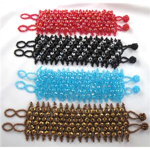 Chinese Crystal glass Bracelet, seed glass bead, mixed color, approx 50mm wide, 7.5 inch(19cm) length [FGBR97]