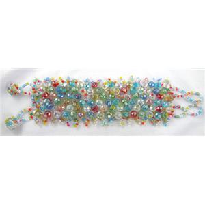 Chinese Crystal glass Bracelet, seed glass bead, colorful, approx 50mm wide, 7.5 inch(19cm) length [FGBR97C01]