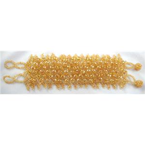 Chinese Crystal glass Bracelet, seed glass bead, gold champagne, approx 50mm wide, 7.5 inch(19cm) length [FGBR97C02]