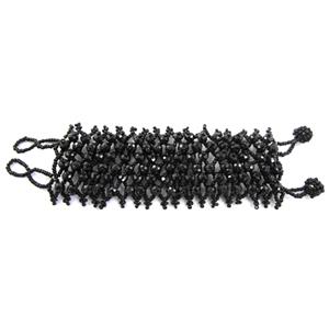 Chinese Crystal glass Bracelet, seed glass bead, black, approx 50mm wide, 7.5 inch(19cm) length [FGBR97C03]