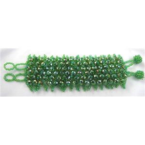 Chinese Crystal glass Bracelet, seed glass bead, green, approx 50mm wide, 7.5 inch(19cm) length [FGBR97C04]