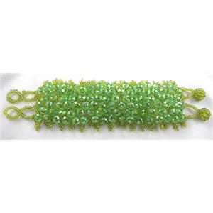 Chinese Crystal glass Bracelet, seed glass bead, green, approx 50mm wide, 7.5 inch(19cm) length [FGBR97C07]