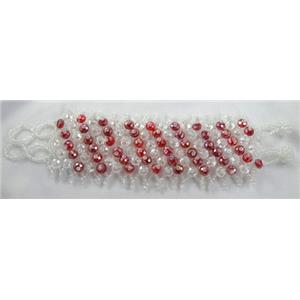 Chinese Crystal glass Bracelet, seed glass bead, approx 50mm wide, 7.5 inch(19cm) length [FGBR97C08]