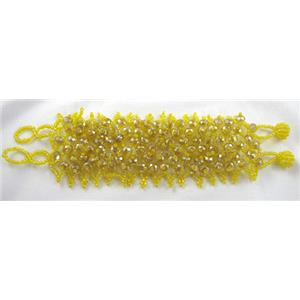 Chinese Crystal glass Bracelet, seed glass bead, yellow, approx 50mm wide, 7.5 inch(19cm) length [FGBR97C09]