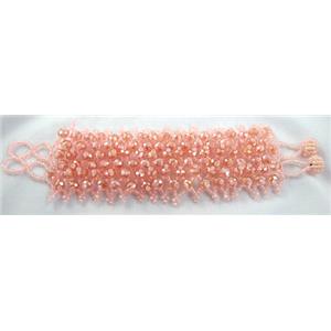 Chinese Crystal glass Bracelet, seed glass bead, approx 50mm wide, 7.5 inch(19cm) length [FGBR97C11]