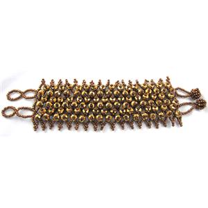 Chinese Crystal glass Bracelet, seed glass bead, golden, approx 50mm wide, 7.5 inch(19cm) length [FGBR97C13]