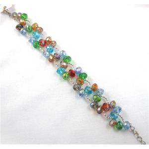 Chinese Crystal glass Bracelet, colorful, approx 20mm wide, 7 inch(19cm) length [FGBR98C02]
