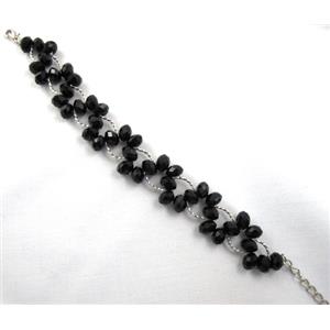 Chinese Crystal glass Bracelet, approx 20mm wide, 7 inch(19cm) length [FGBR98C10]